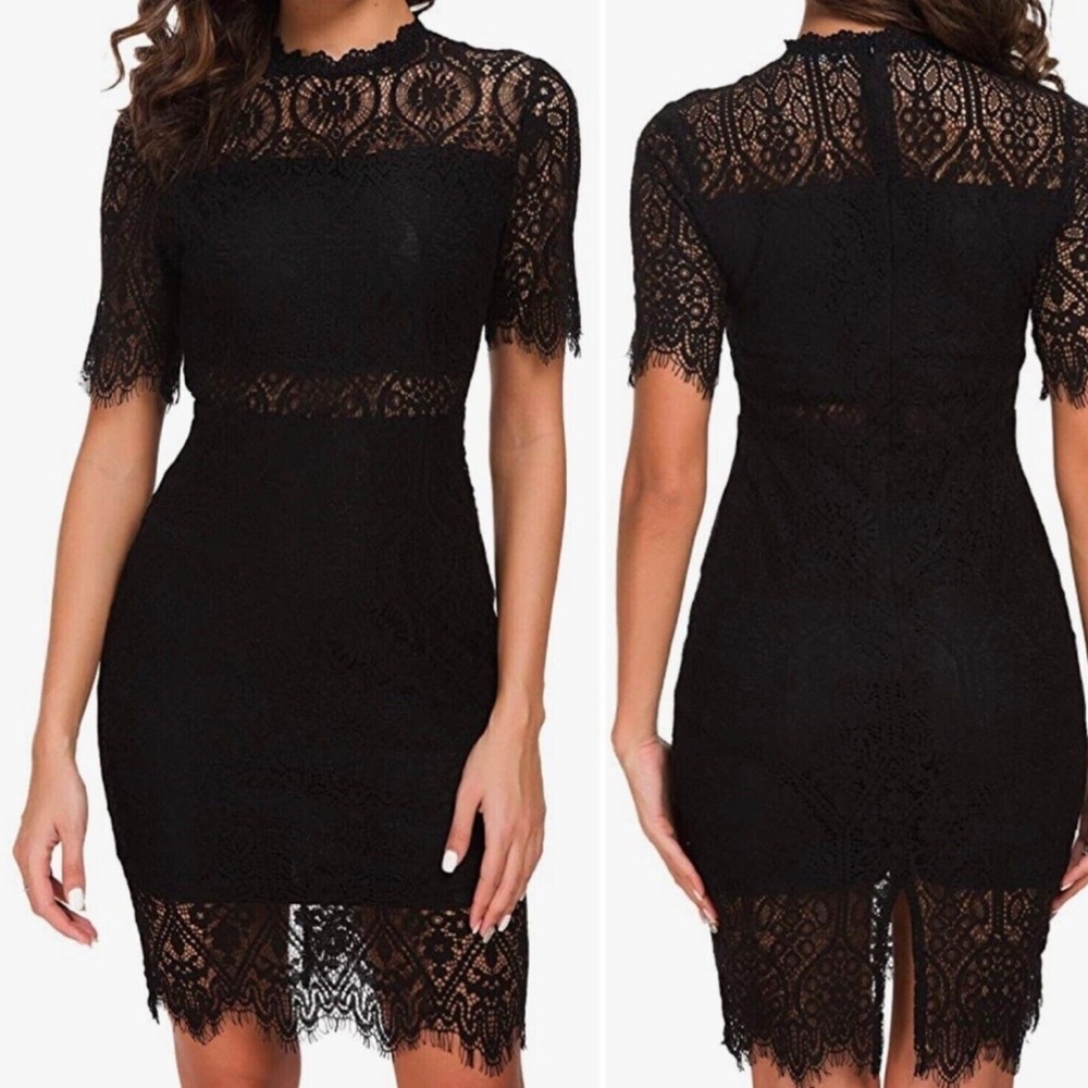 Zalulus Crochet Black Lace Short Sleeve Dress